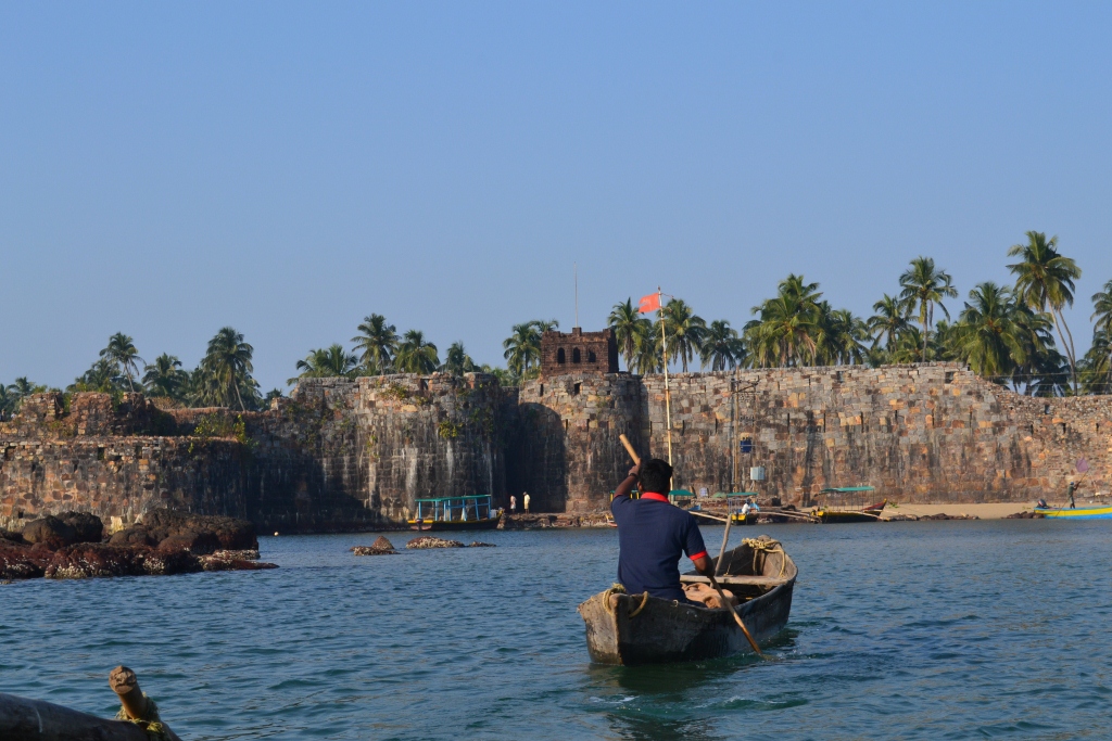 Boatman in boat near Sindhudurg Fort in Maharashtra