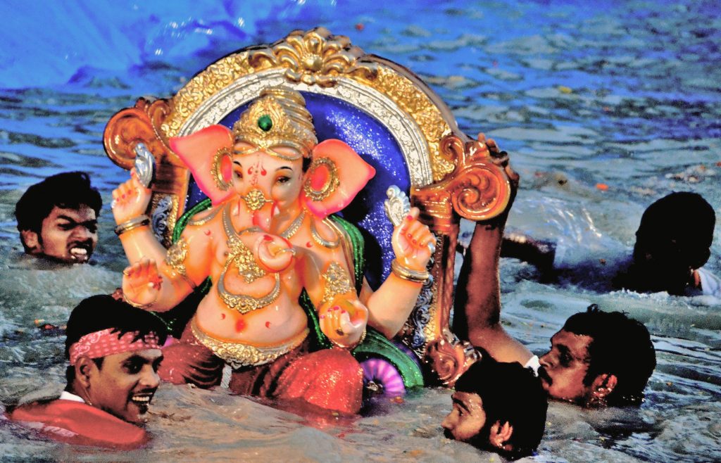 Ganesh or Ganapati idol immersion or visarjan