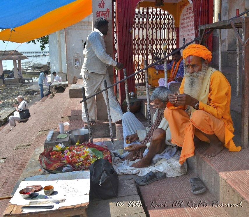 Indian holy man by the Ganges river