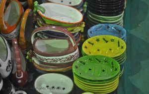 Colourful ceramic soap dishes